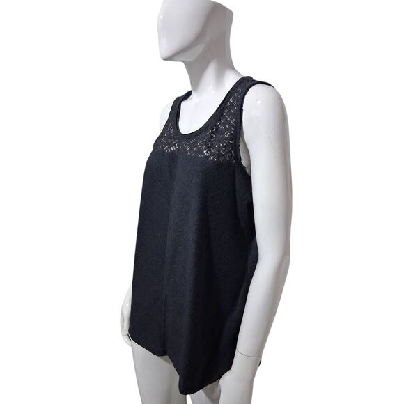 PrAna Women's size Medium Cassi Lace Tank Heather Jersey knit Grungecore Casual - Picture 2 of 11